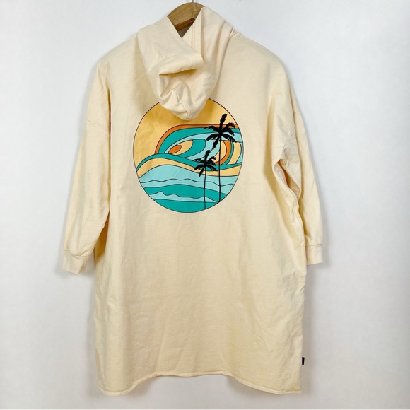 Birdz Women’s Peach Cream Cotton Hooded Beach Cover-Up Size Small Beach Travel - Picture 8 of 10